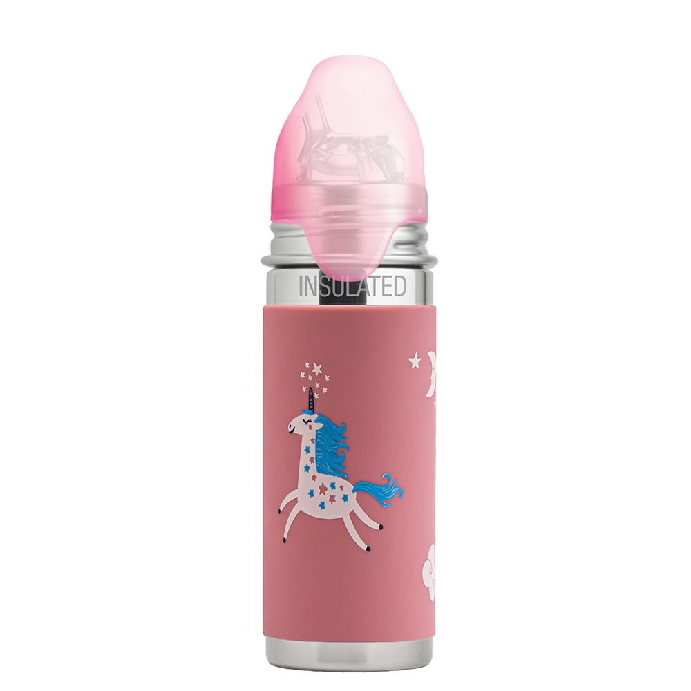 Pura – Insulated Kiddo Straw Bottle Stainless Steel with Silicone Sleeve 260 ml, Unicorn
