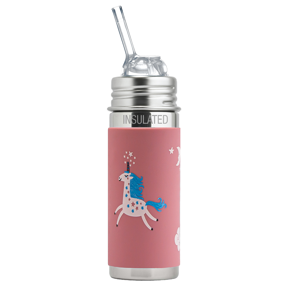 Pura – Insulated Kiddo Straw Bottle Stainless Steel with Silicone Sleeve 260 ml, Unicorn