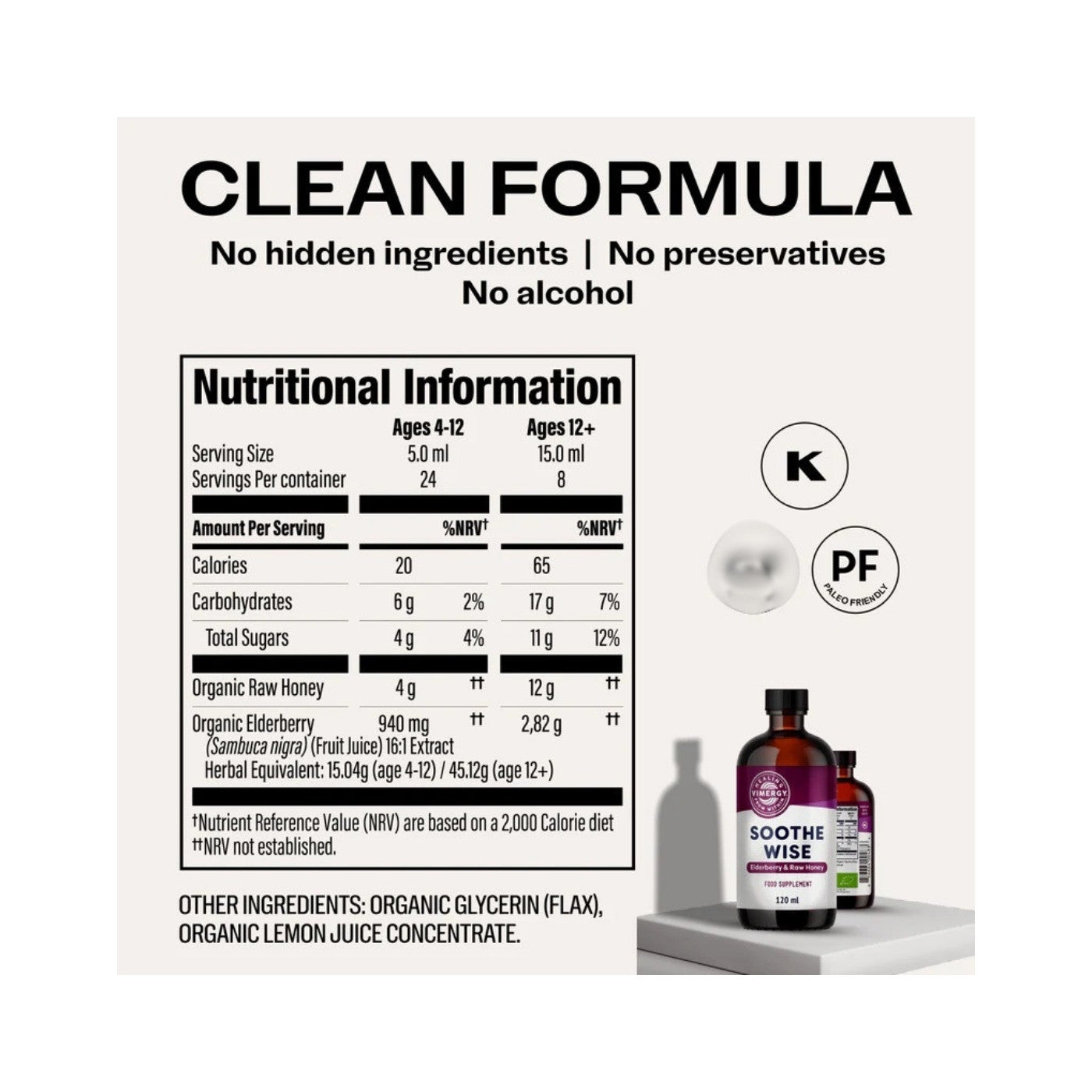 Vimergy Soothe Wise Elderberry & Raw Honey, 120 ml