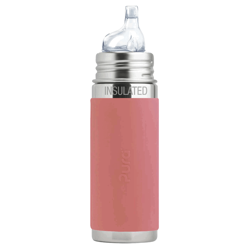Pura - Insulated Stainless Steel Sippy Cup with Silicone Sleeve 260 ml, Rose