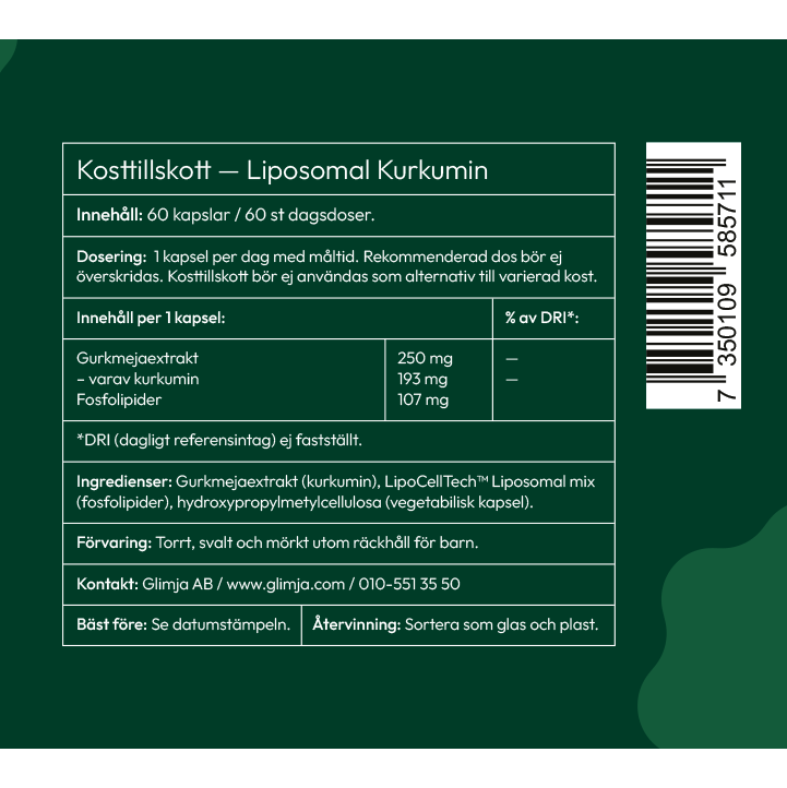 Glimja Liposomal Kurkumin, 60 kapsler