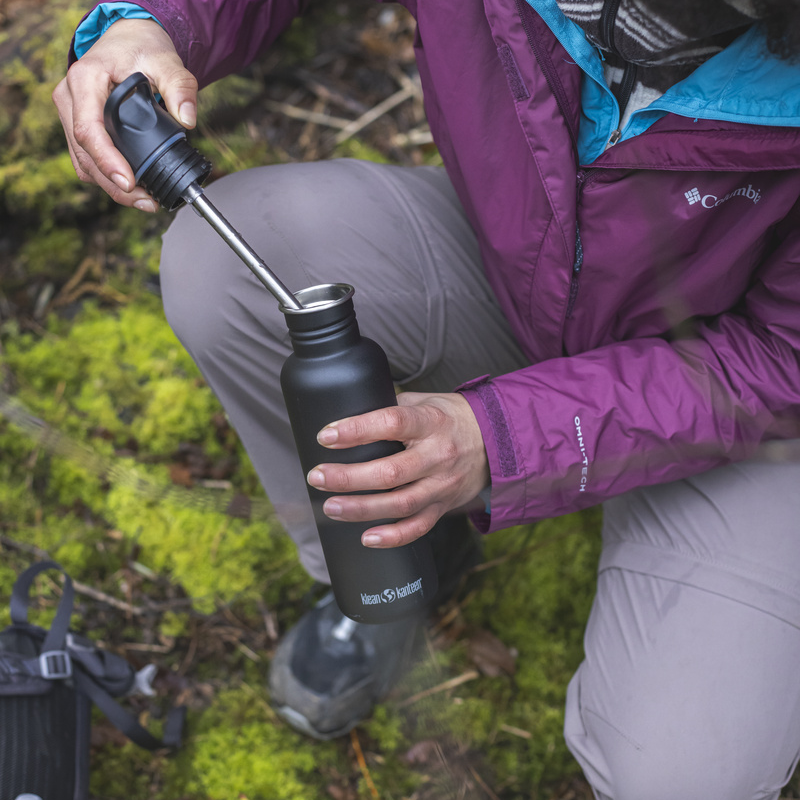 Klean Kanteen - Vandflaske Classic Flip Seal Sport Cap, Sort - 532 ml