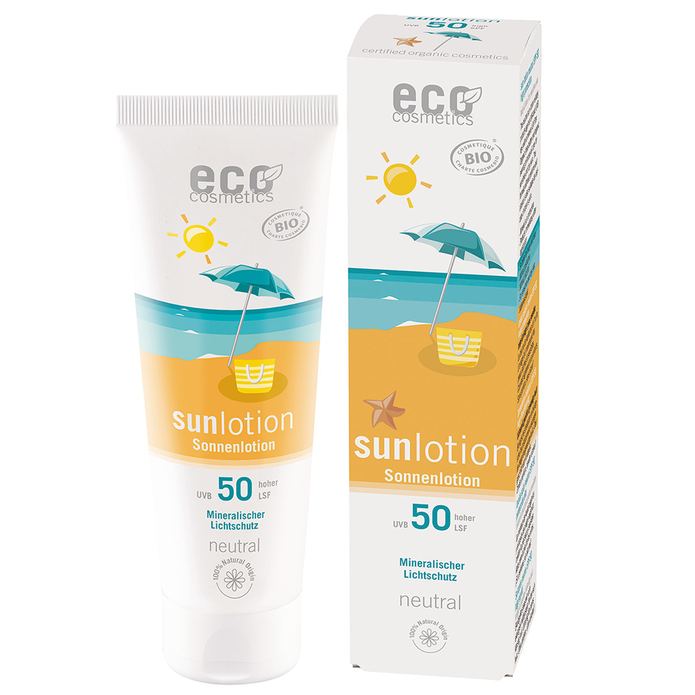 Eco Cosmetics - Sun Lotion Neutral SPF 50 Shea Butter & Evening Primrose, 125 ml