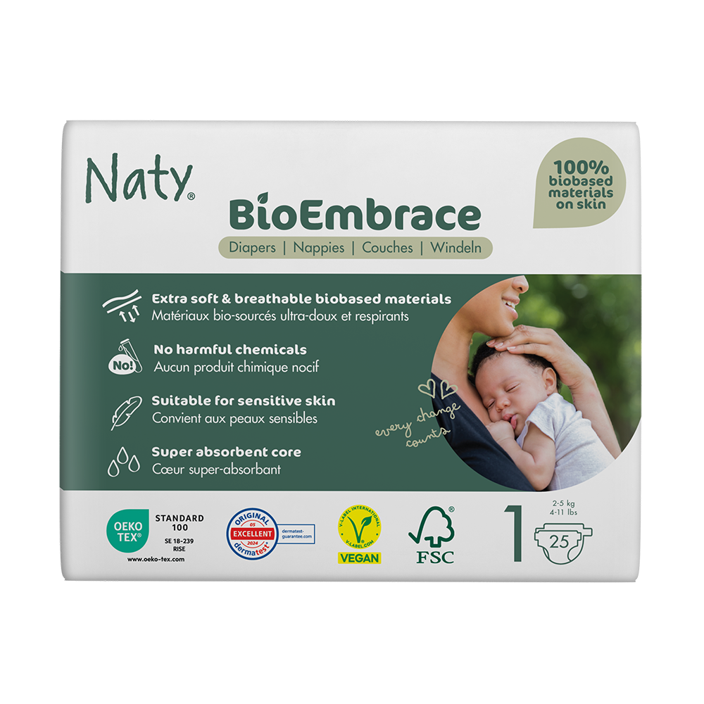 Naty - Diapers BioEmbrace Newborn Size 1 (2-5 kg), 25 pcs