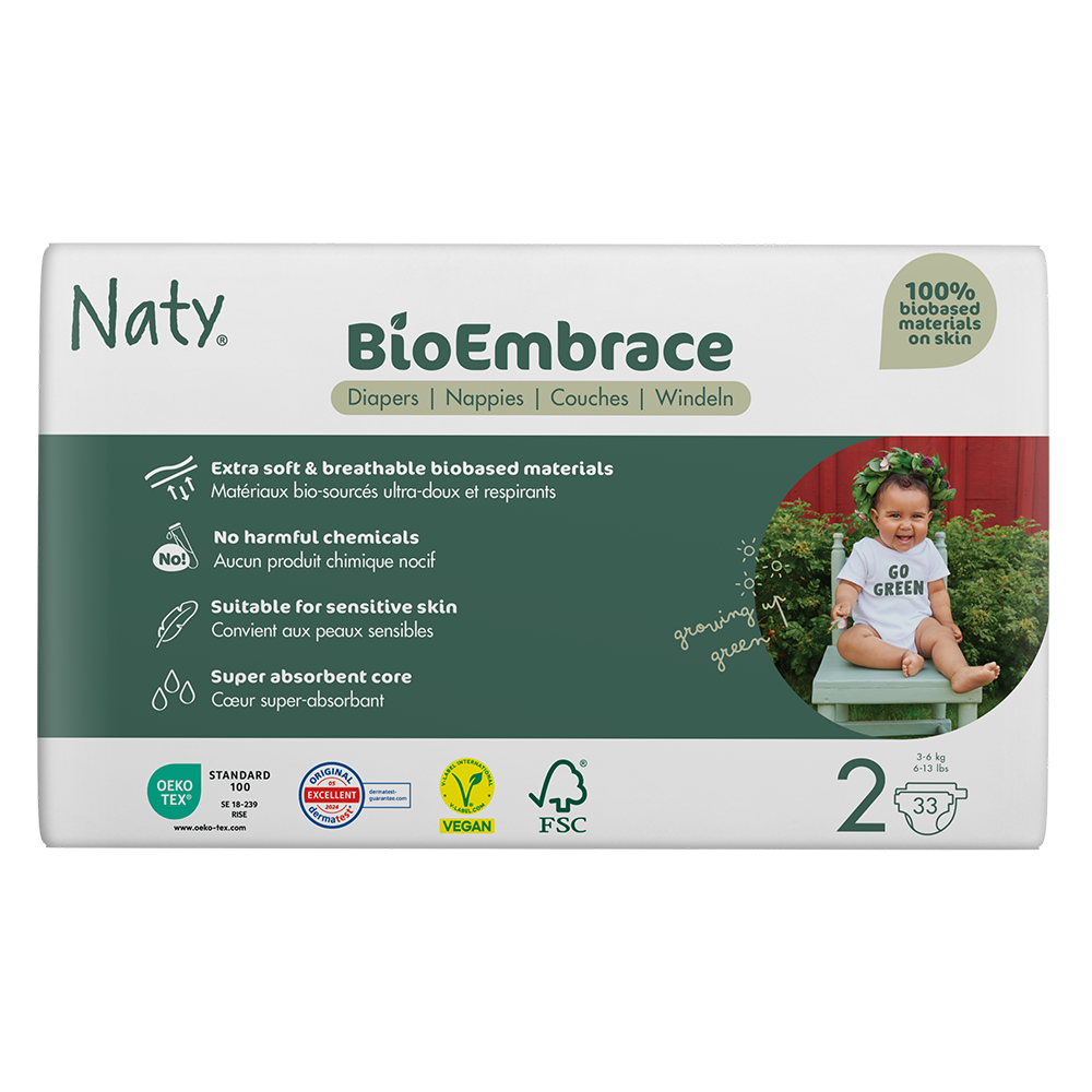 Naty - Diapers BioEmbrace Size 2 (3-6 kg), 33 pcs