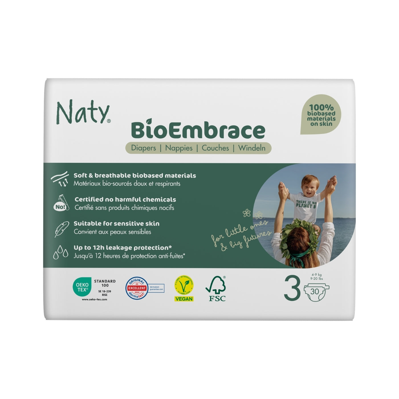 Bleer BioEmbrace Størrelse 3 (4-9 kg) 30 stk - Naty