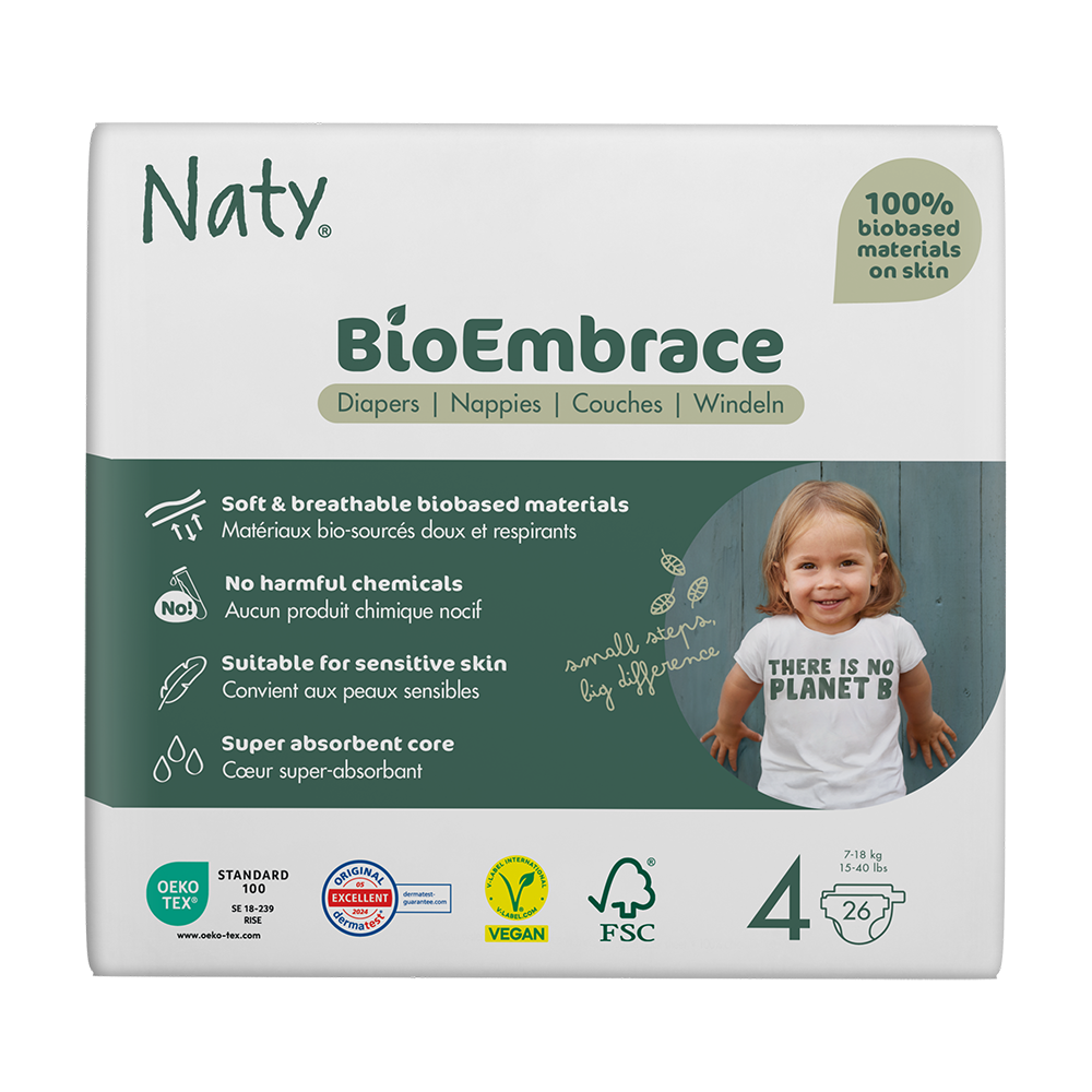 Naty - Diapers BioEmbrace Size 4 (7-18 kg), 26 pcs
