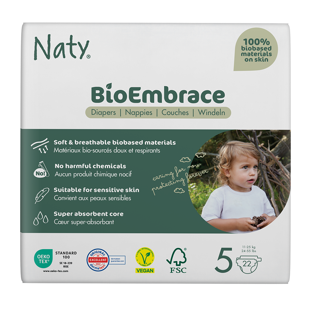 Naty - Diapers BioEmbrace Size 5 (11-25 kg), 22 pcs