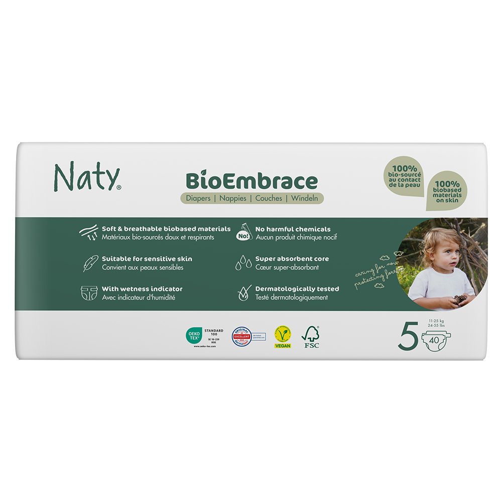 Naty - Diapers BioEmbrace Size 5 (11-25 kg), 40 pcs