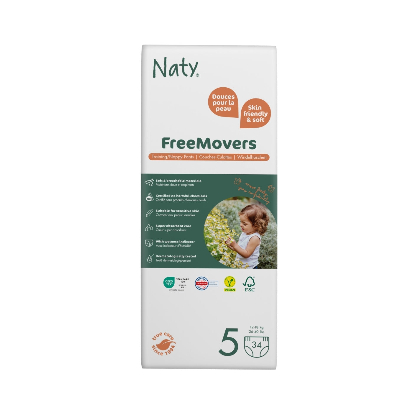 FreeMovers Blebukser 5 (12-18 kg) 34 stk - Naty