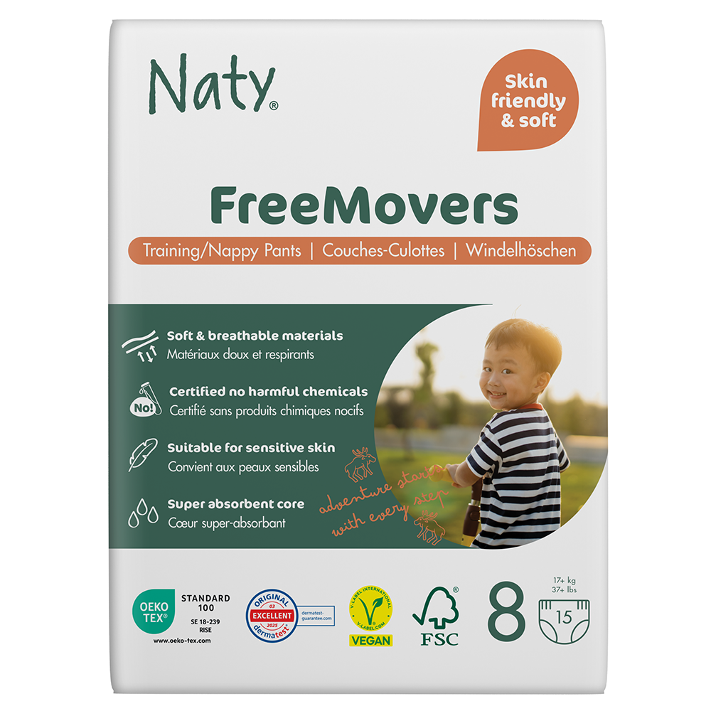 Naty - Pull-on Pants FreeMovers Size 8 (17+ kg), 15 pcs