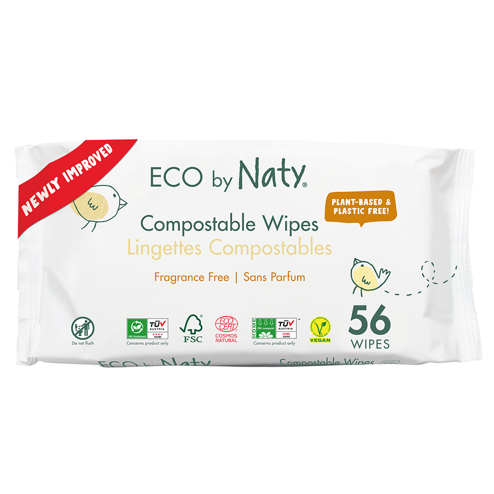 Naty - Compostable Wet Wipes Fragrance-Free, 56 pcs