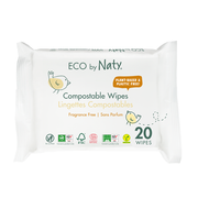 Naty - Compostable Wet Wipes Fragrance-Free, Travel 20 pcs