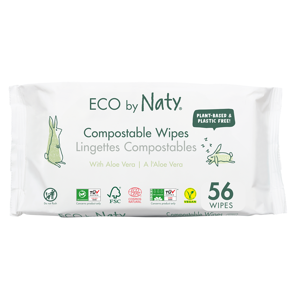 Naty - Compostable Wet Wipes Aloe Vera, 56 pcs