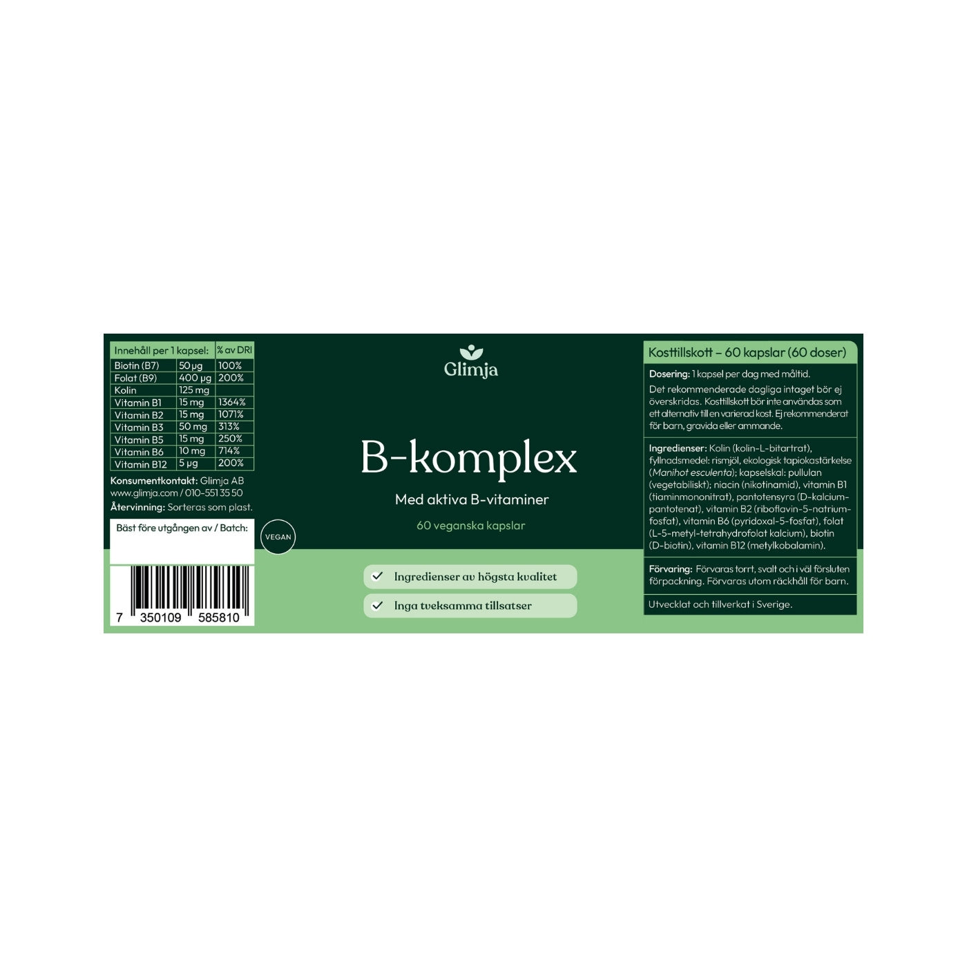 B-Complex, 60 capsules - Glimja