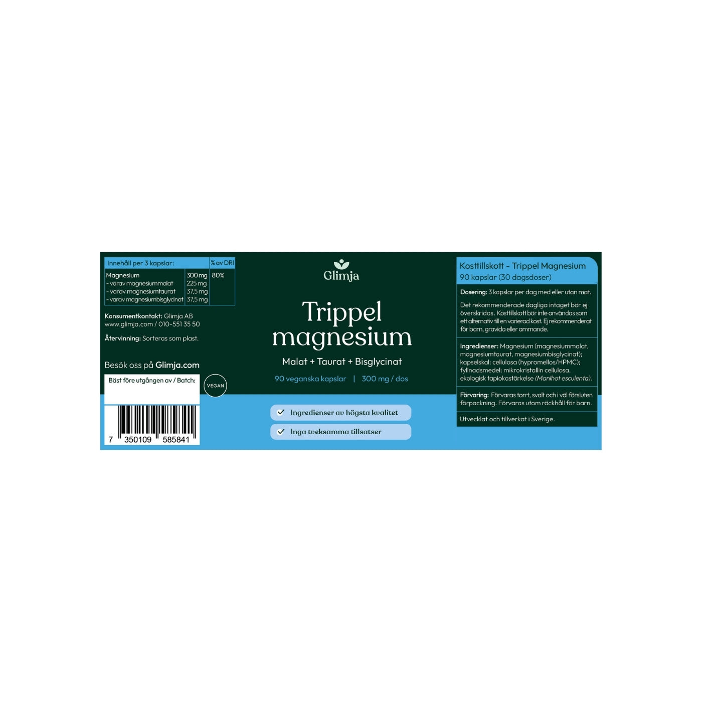 Glimja - Trippel Magnesium, 90 kapslar