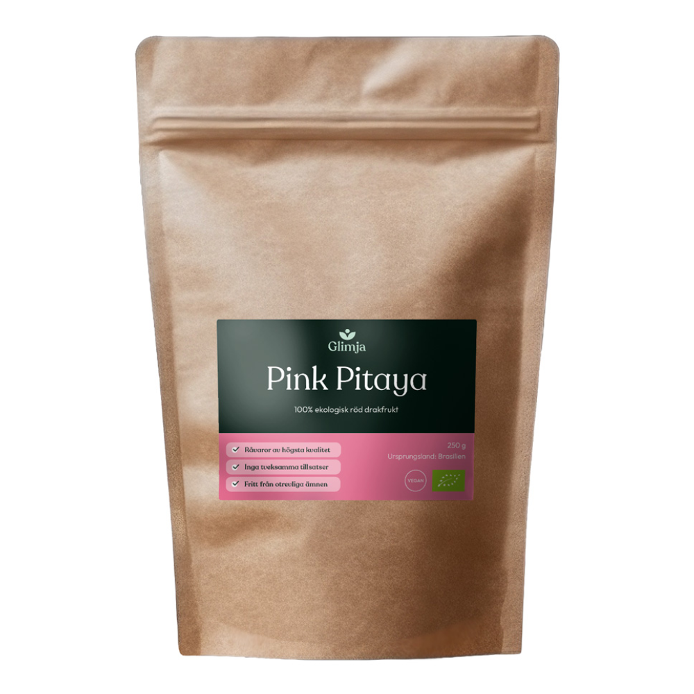 Glimja - Ekologiskt Pink Pitaya Pulver - Röd Drakfrukt, 250 g