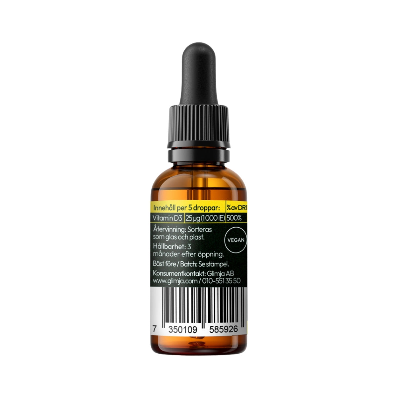 Flytande Vegan D3 Vitamin 15 ml - Glimja