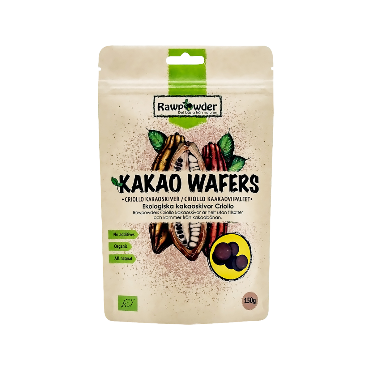Organic Cocoa Wafers 150 g - Rawpowder