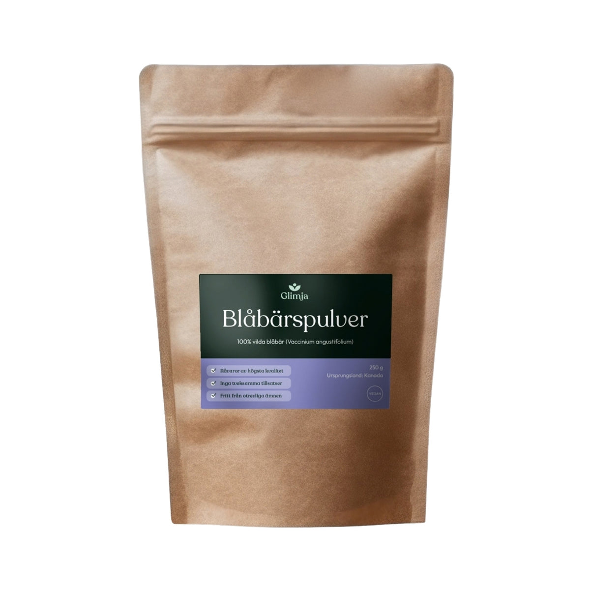Økologisk blåbærpulver fra Canada 250 g - Glimja