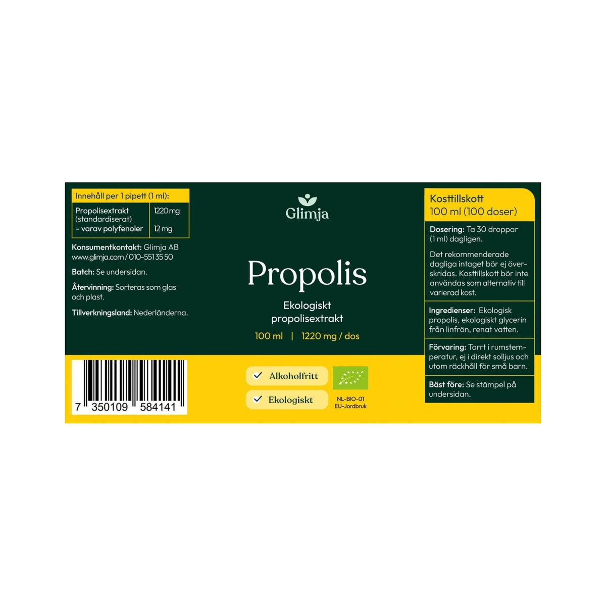 Økologisk propolisekstrakt 100 ml - Glimja