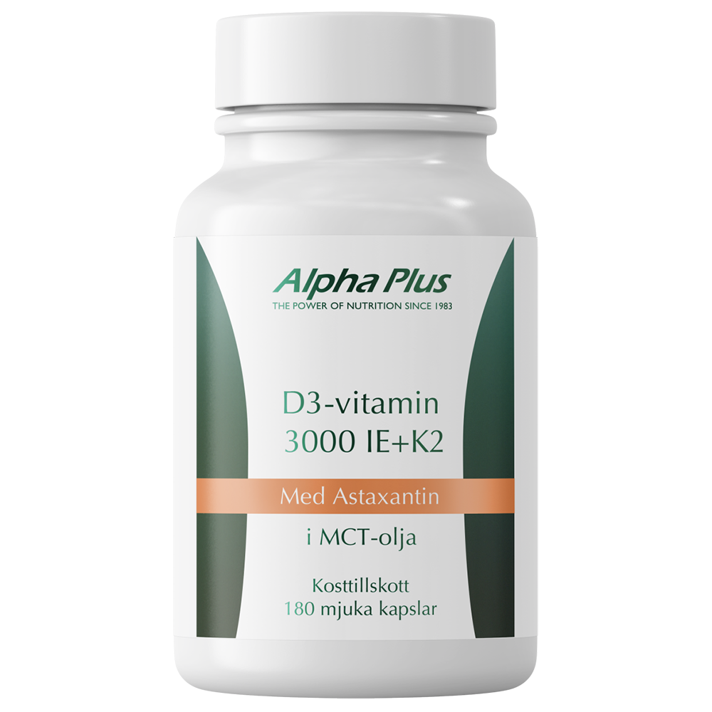 Alpha Plus D3-vitamin 3000IE + K2, 180 kapslar