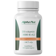 Alpha Plus D3-vitamin 3000IE + K2, 180 kapslar
