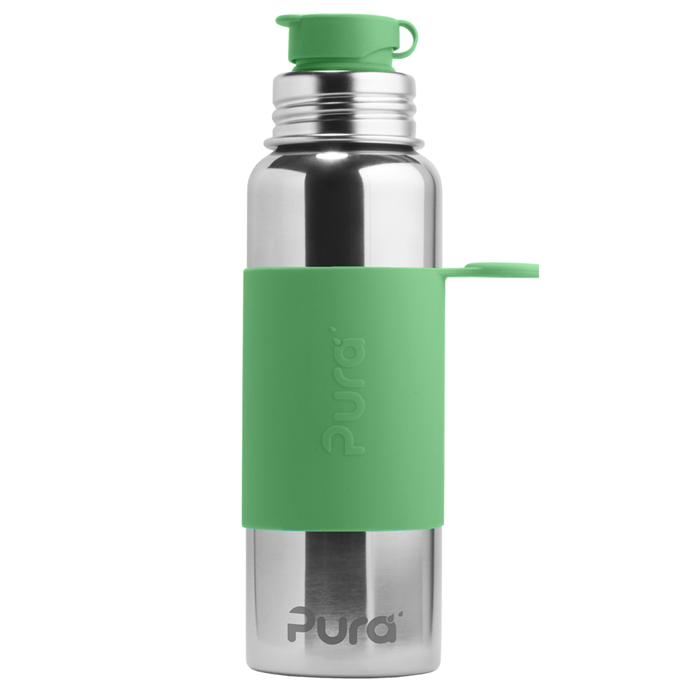 Pura - Sport Water Bottle Stainless Steel with Silicone Sleeve 850 ml, Moss