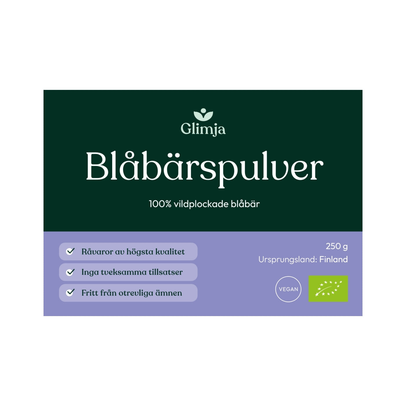 Organic Blueberry Powder 250 g - Glimja
