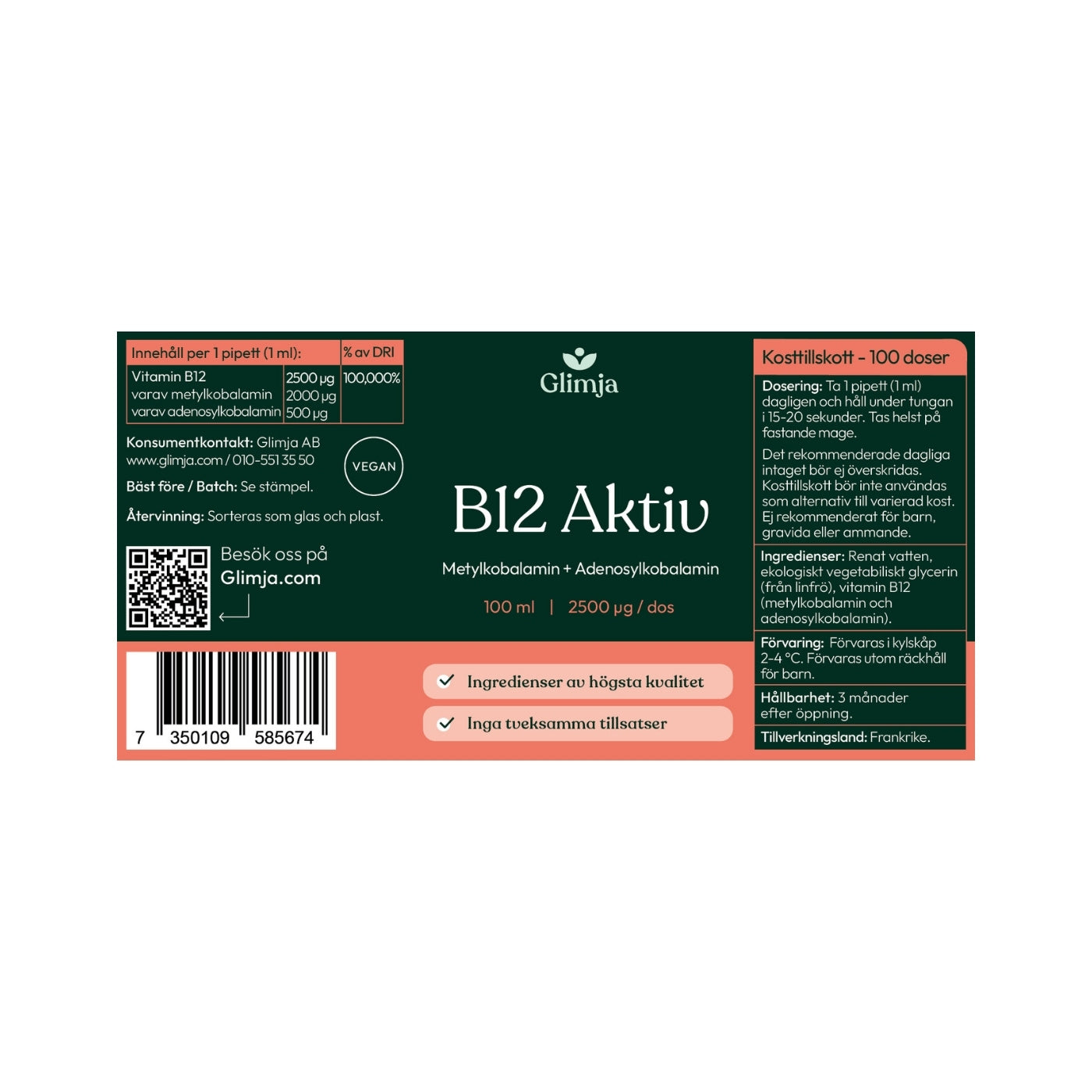 Liquid B-12 Active 100 ml - Glimja