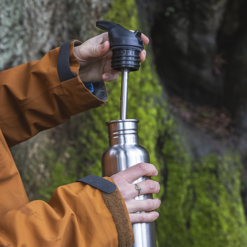 Klean Kanteen - Vattenflaska Classic Flip Seal Sport Cap, Brushed Stainless - 532 ml