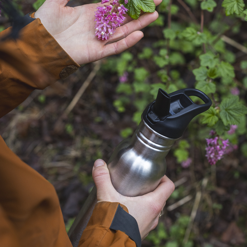 Klean Kanteen - Vannflaske Classic Flip Seal Sport Cap, Børstet Rustfritt Stål - 532 ml