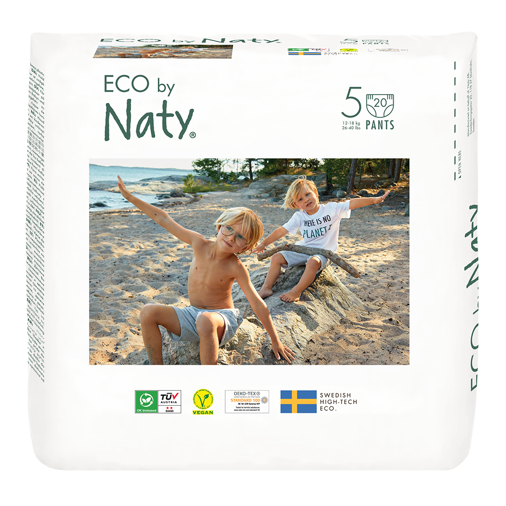 Naty - Organic Diaper Pants Size 5 (12-18 kg), 20 pcs