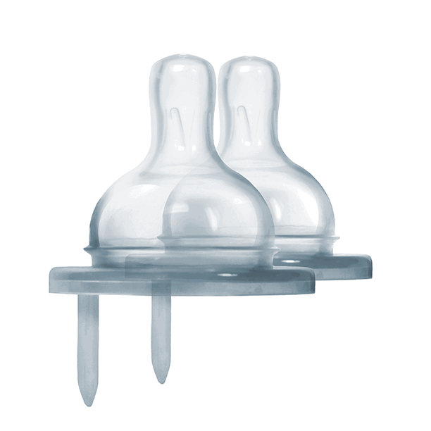 Pura - Slow Flow Nipple in Medical Silicone, 2-pack - 0 m+