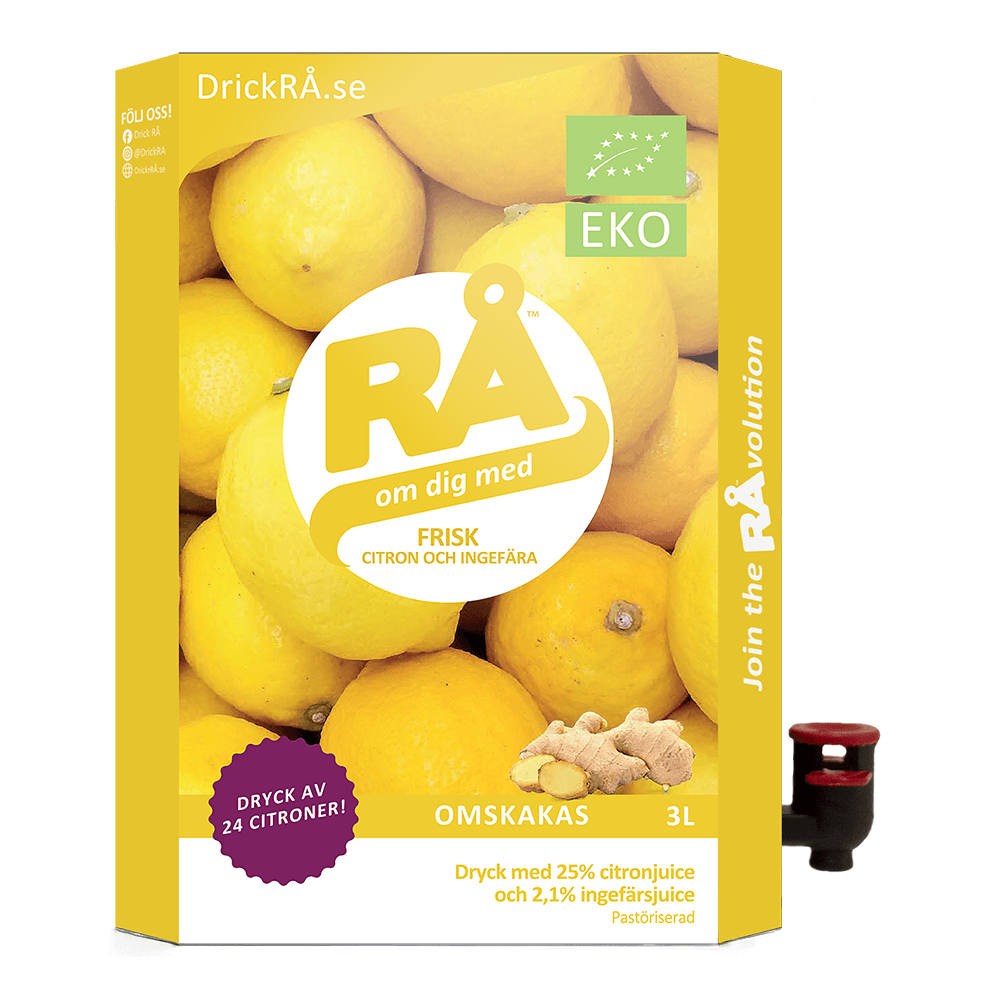 RÅ Frisk Ekologisk Citron & Ingefära 3L - Bag-In-Box – Glimja