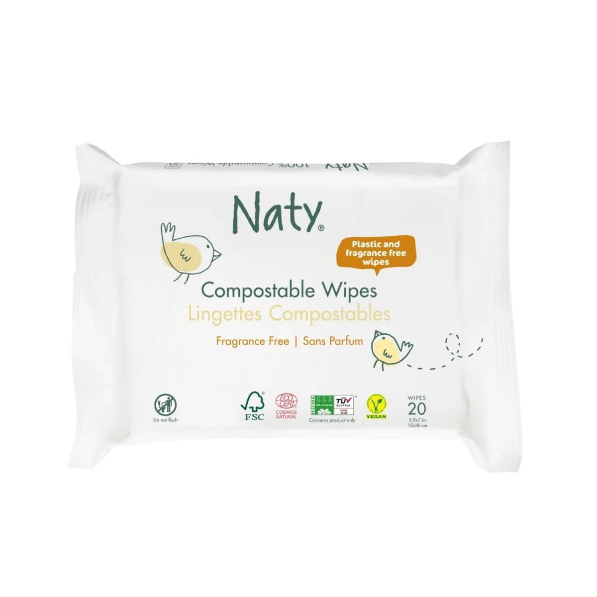 Unscented Wet Wipes Travel 20 pcs - Naty