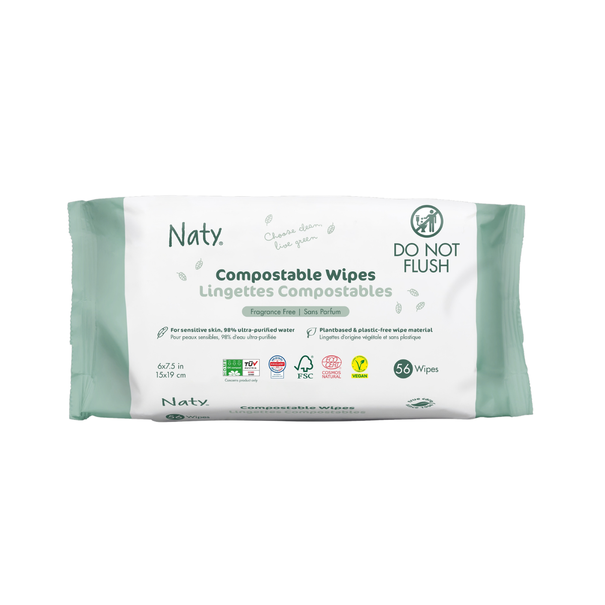Unscented Wet Wipes 56 pcs - Naty