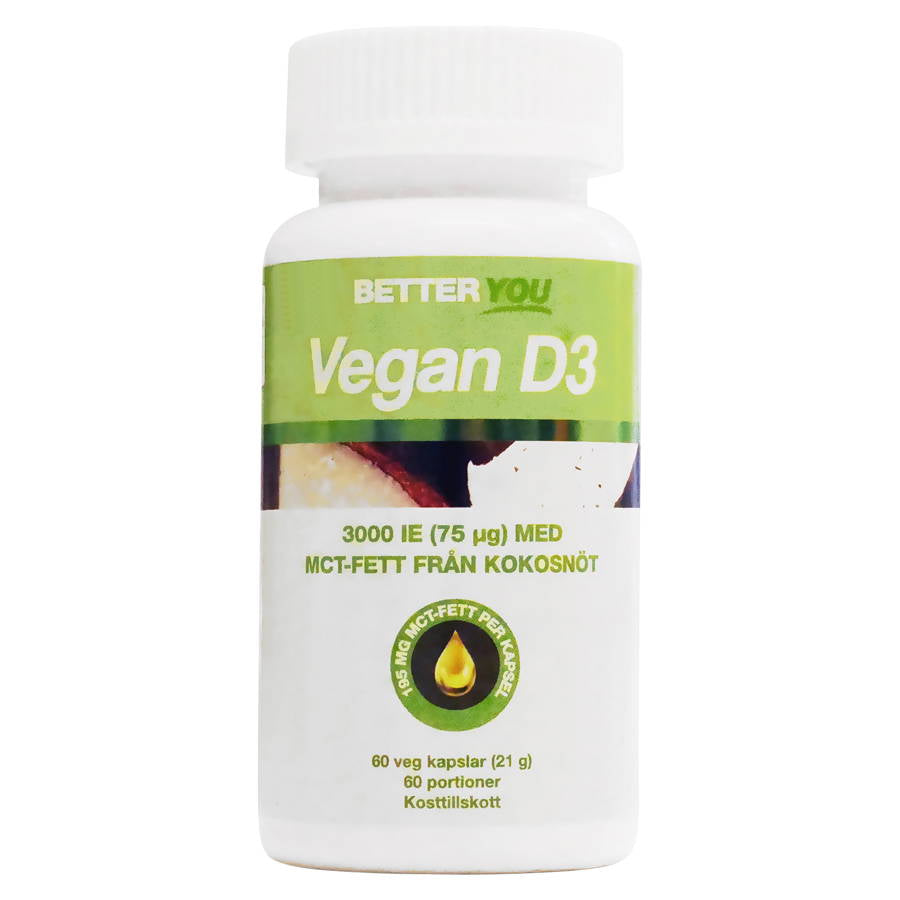 Better You Vegan D3 3000 IU + MCT Fat, 60 Capsules
