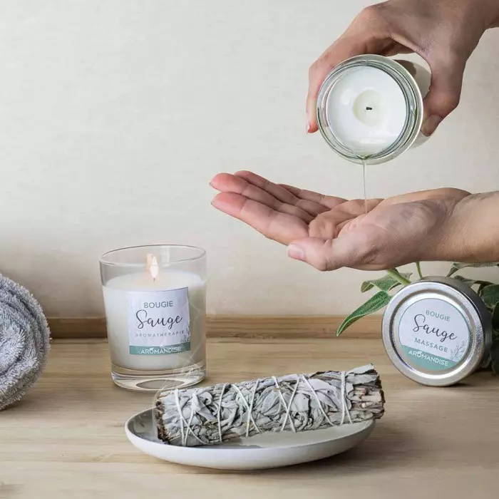 Box med Vit Salvia, Savia Ljus & Massageljus