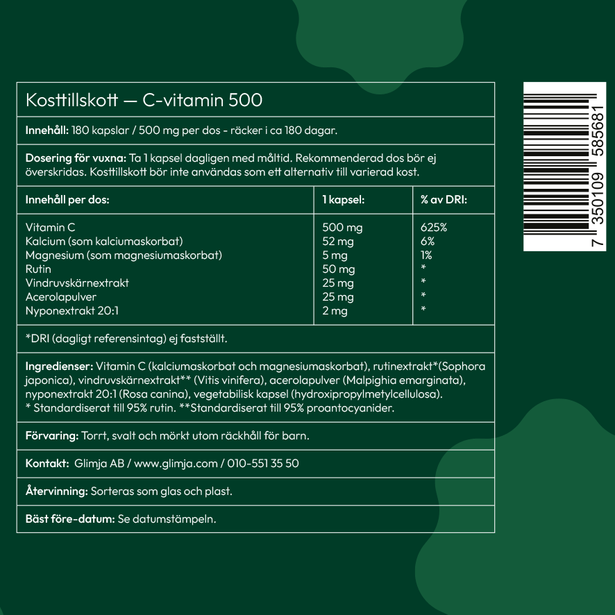 Glimja Syraneutral C-vitamin, 180 kapslar