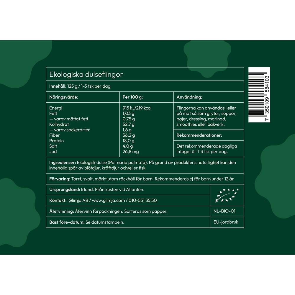 Glimja Ekologiska Dulse Flakes, 125g