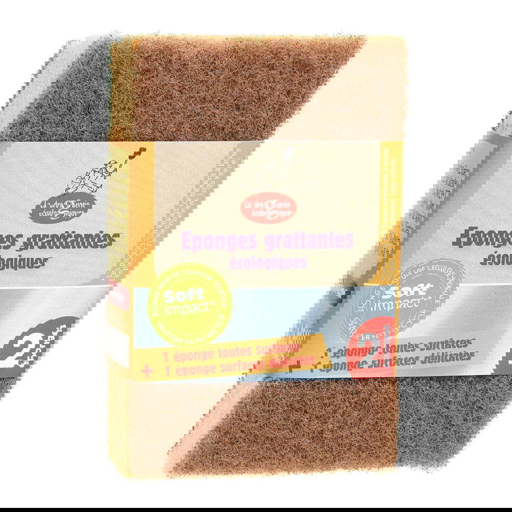 Coarse Green and Fine Brown Kitchen Sponge 2-pack