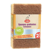 Køkkensvamp grov grøn og fin brun 2-pak