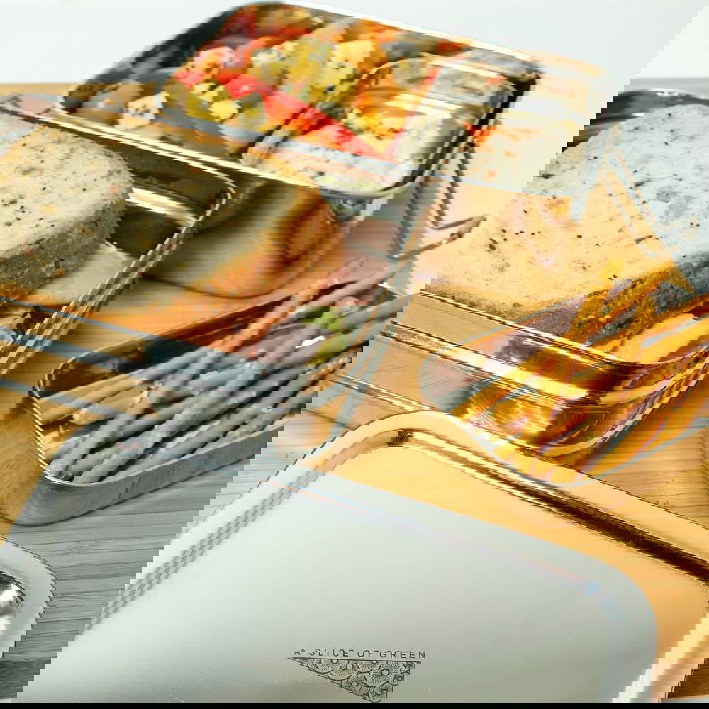 A Slice of Green - Madkasse Rustfrit Stål Rektangulær To Lag, 900 ml