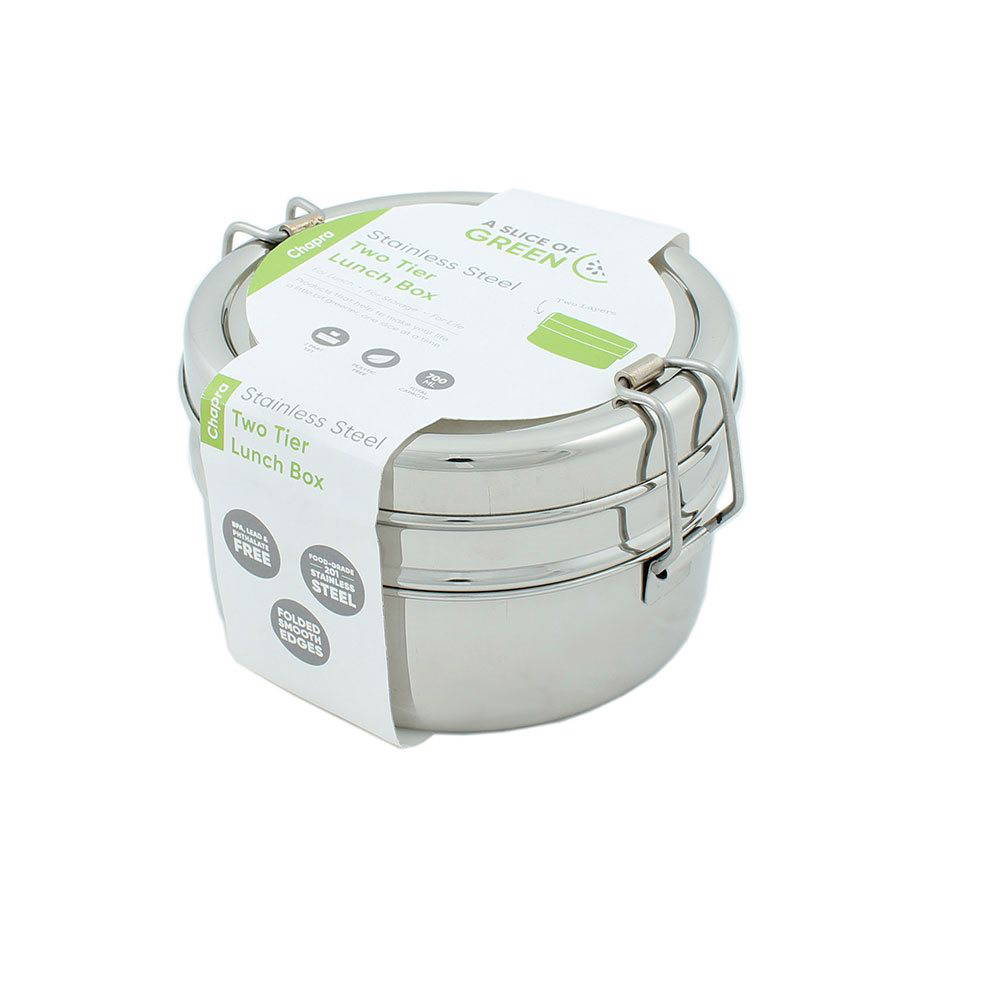 A Slice of Green - Lunchbox Stainless Steel Round Two Layers, 800 ml
