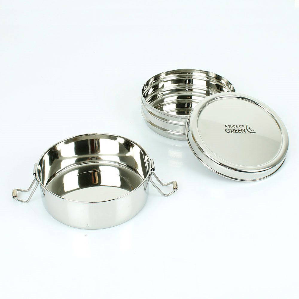 A Slice of Green - Lunchbox Stainless Steel Round Two Layers, 800 ml