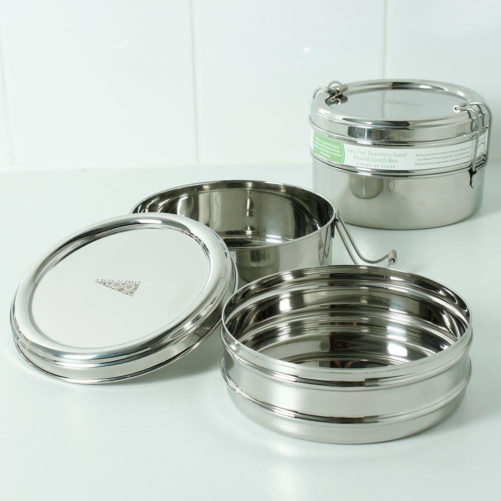 A Slice of Green - Lunchbox Stainless Steel Round Two Layers, 800 ml