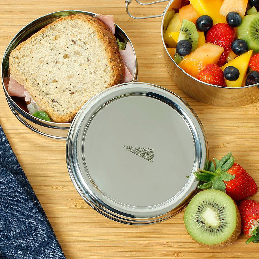 A Slice of Green - Lunchbox Stainless Steel Round Two Layers, 800 ml