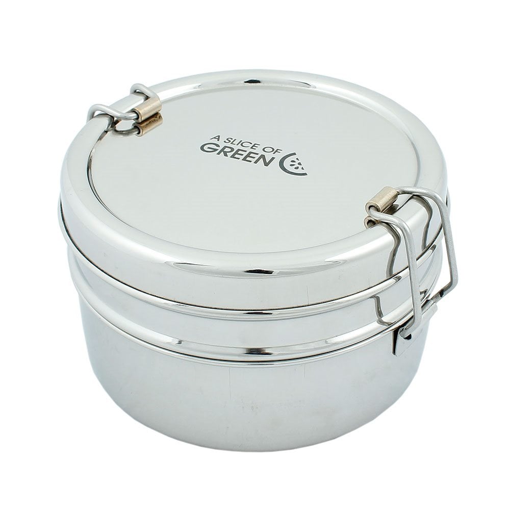 A Slice of Green - Lunchbox Stainless Steel Round Two Layers, 800 ml