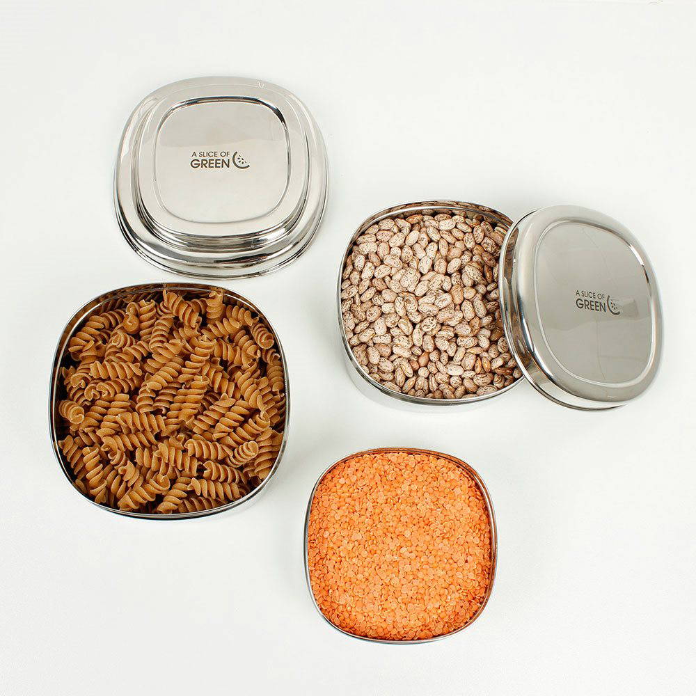 A Slice of Green - Stainless Steel Lunchboxes, Set of 3